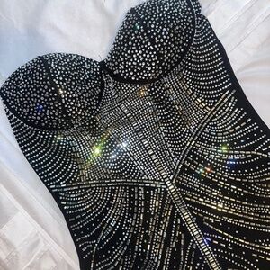 Fashionova Moving Along Rhinestone Embellished midi dress